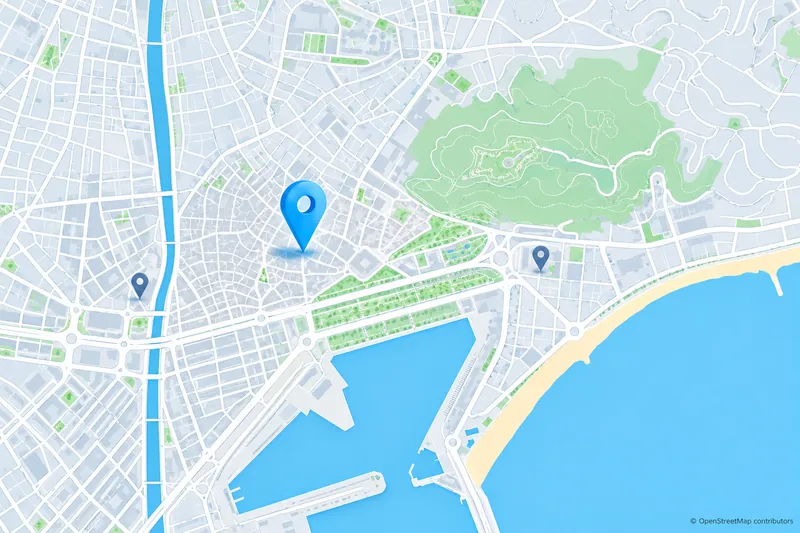 Mapa del centro de Málaga con marcadores de negocios locales